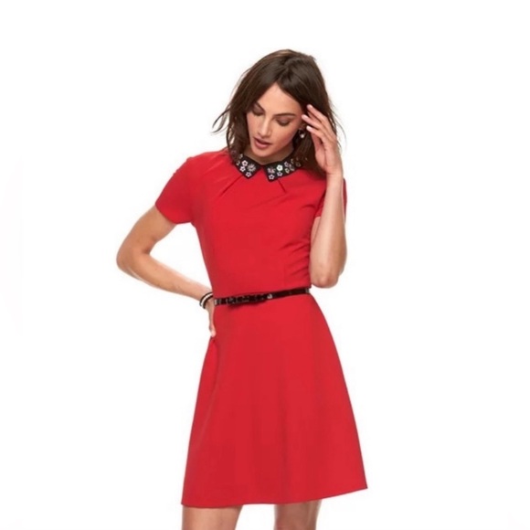 Elle Collar Floral Sequin Red dress size 10 - Picture 3 of 9